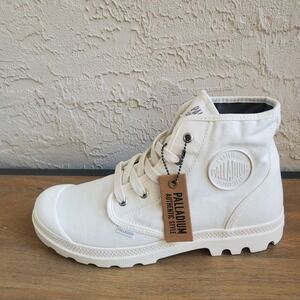 Palladium Pampa Hi Top Boot Womens 11 Star White Canvas Combat Gorpcore Punk New